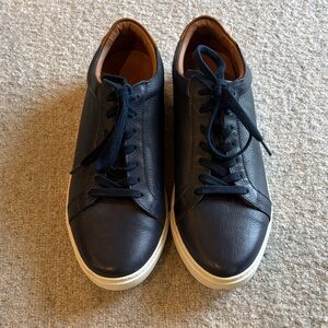 Allen Edmonds Navy and Tan Leather Lace-Up Sneakers